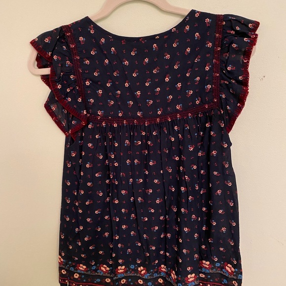J Crew Factory Floral Top with Ruffle Sleeves - Picture 3 of 3